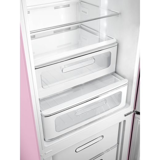 Smeg 50's Style FAB32RPK6UK 197cm Frost Free Fridge Freezer - Pink - Close up drawerr shot