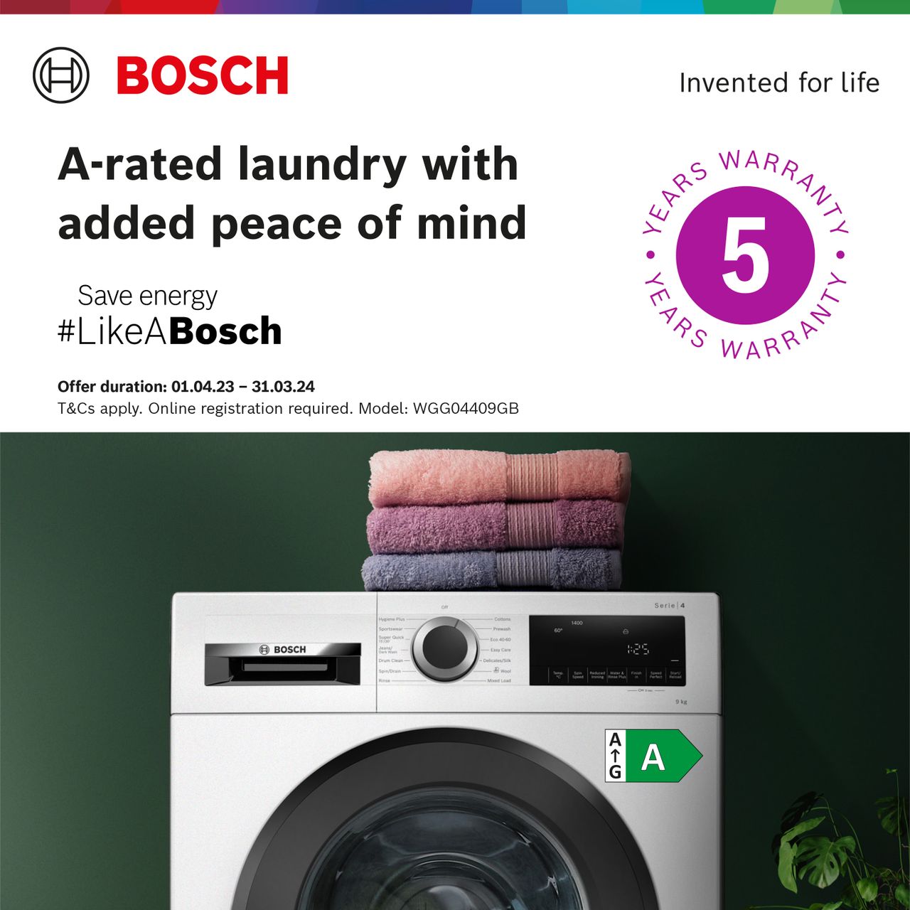 bosch serie 4 wgg04409gb