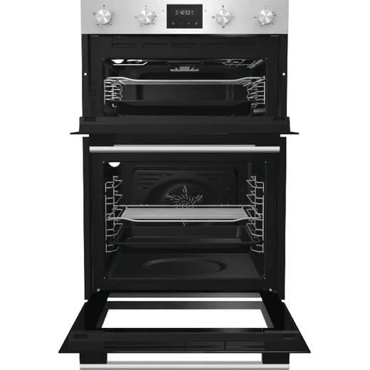 Hisense Built In Electric Double Oven and Gas Hob Pack - Stainless Steel - Doors open
