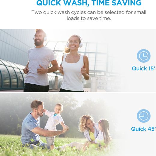 Midea MF110W80BA10/T-UK 8kg Washing Machine with 1400 rpm - Graphite - Annotation - quick wash shot