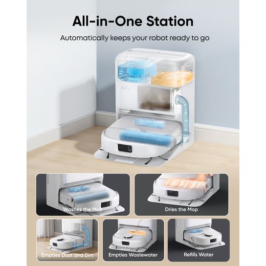 Eufy Omni C28 Robotic Vacuum Cleaner - White - annotation - all in one shot