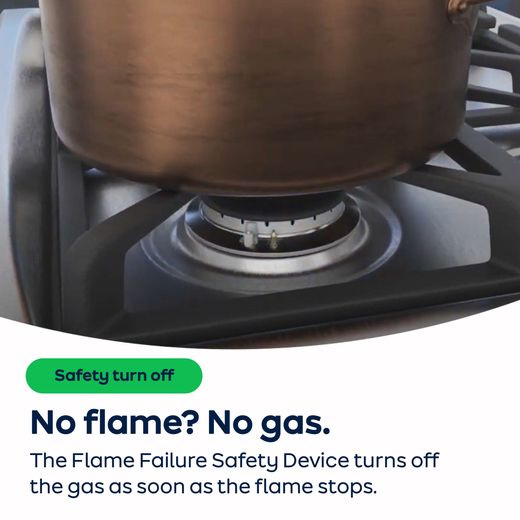 Smeg Cucina SR60GHS 60cm Gas Hob - Stainless Steel - Annotation - Flame failure shot