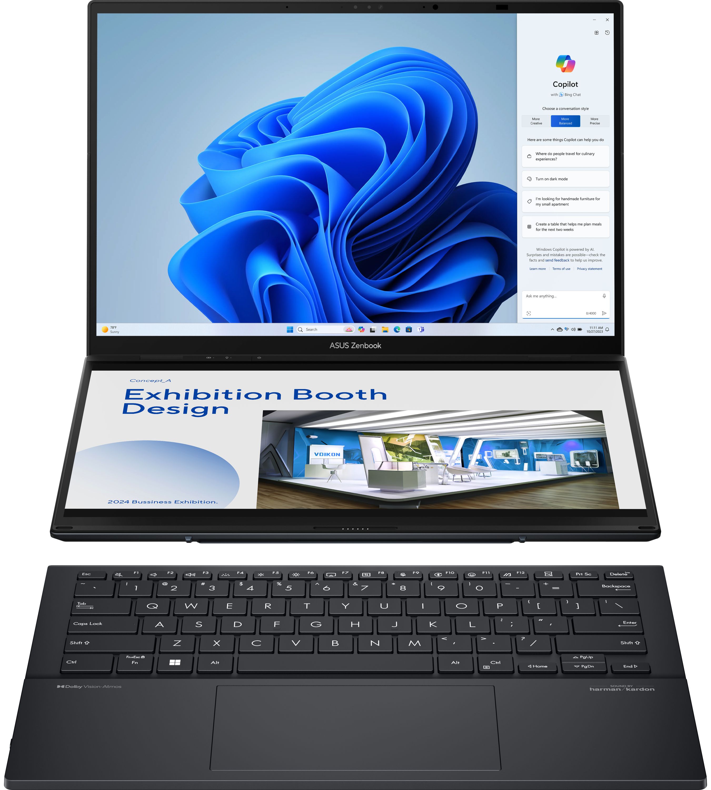 Asus Zenbook Duo UX8406CA-QL289W - 14" OLED Laptop - Intel Core Ultra 9 - 32GB RAM - 2TB SSD - Grey