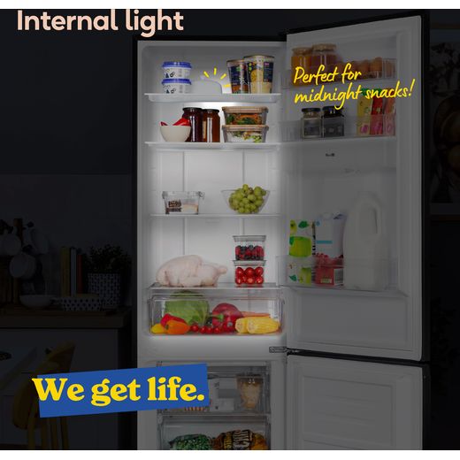 Russell Hobbs RH181TNF552E1BWD 181cm 60/40 Frost Free Fridge Freezer - Black - Annotation - internal light shot