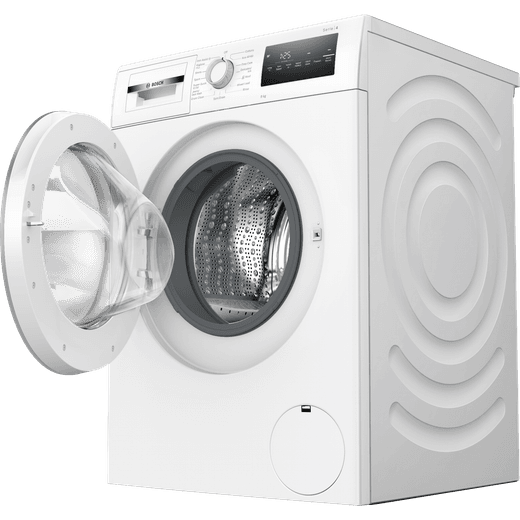Bosch Series 4 WAN28255GB 9kg Washing Machine with 1351 rpm - White - left perspective with door open shot