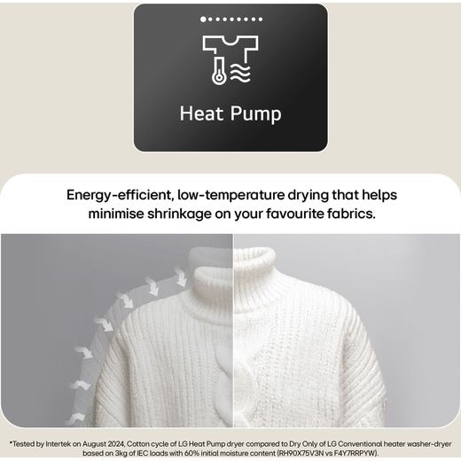 LG WashTower™ AI Direct Drive™ WT1210BBTN1 Wifi Connected 12Kg / 10Kg Heat Pump Washer Dryer with 1400 rpm - Platinum Black - Annotation - heat pump shot