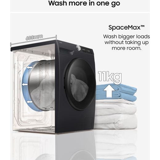 Samsung Series 6 AI Energy ecobubble™ WW90DG6U25LBU1 9kg WiFi Connected Washing Machine with 1400 rpm - Black - Annotation - SpaceMax