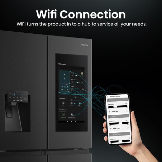 Hisense Pureflat Eclipse American Fridge Freezer - Black - Annotation - Wifi connection