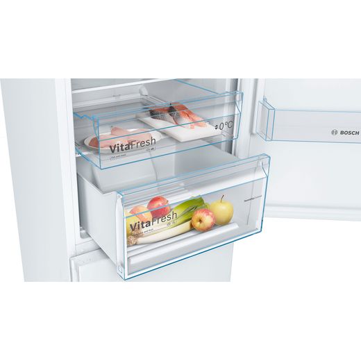 Bosch Series 4 70/30 Frost Free Fridge Freezer - White - Close up fridge drawer shot