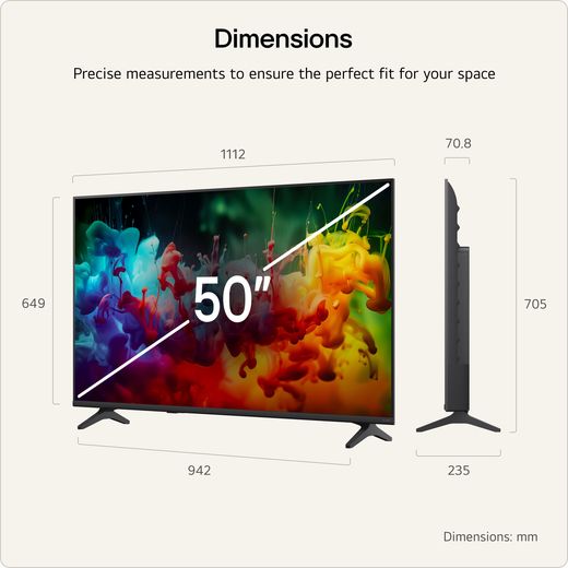 LG 50" 4K Ultra HD MiniLED Smart TV  - Annotation - dimension shot
