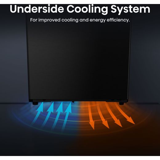 Hisense KitchenFit Eclipse Series 60/40 Total No Frost Fridge Freezer - Black / Stainless Steel - Annotation - underside cooling shot