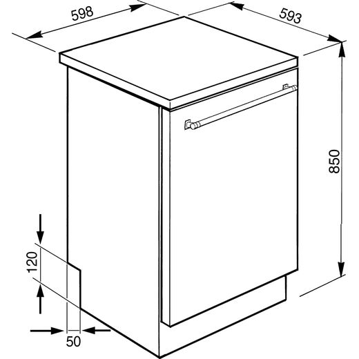 Smeg Standard Dishwasher - Stainless Steel - Annotation - Dimensions shot
