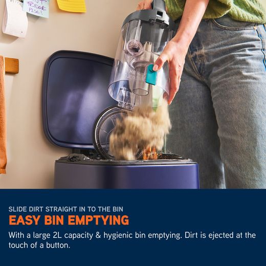Vax LiftOut Reach Pet-Design CDUP-LORP Upright Vacuum Cleaner - Annotation - Easy bin empty shot