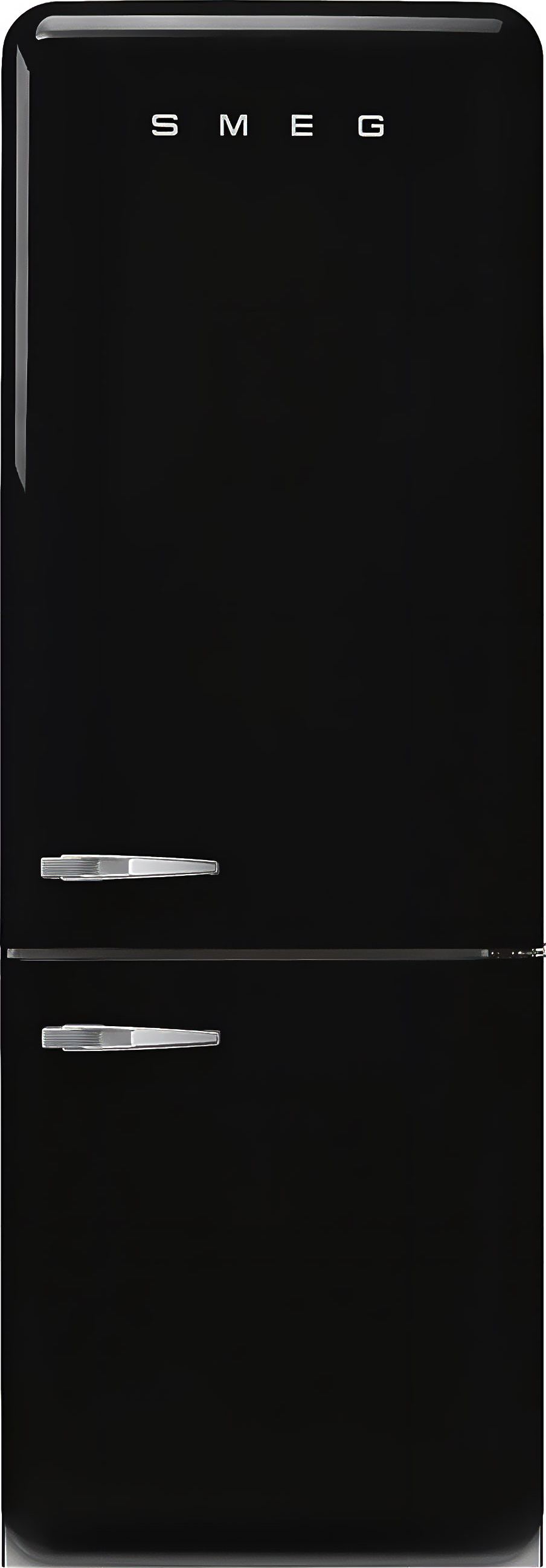 Smeg 50s Style Retro Right Hand Hinge FAB38RBL6 205cm High Frost Free Fridge Freezer - Black - D Rated, Black