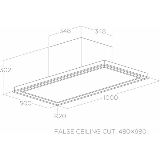 Elica Skydome H30 Ceiling Cooker Hood White - Annotation - Dimension shot