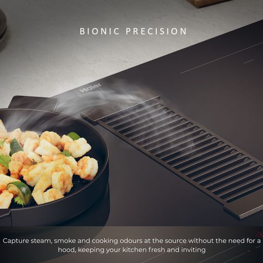 Haier I-Dual Series 6 HAIH82MTMCF 80cm Induction Extractor Hob - Black - For Ducted/Recirculating Ventilation - Annotation - Capture at the source