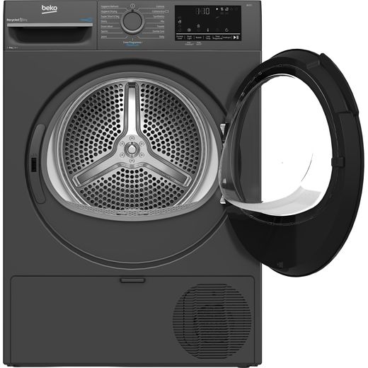 Beko SteamCure BM3T3833A Heat Pump Tumble Dryer - Anthracite - Door open