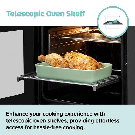 Leisure Cuisinemaster 90cm Electric Range Cooker with Ceramic Hob - Black - Annotation - Telescopic oven shelf