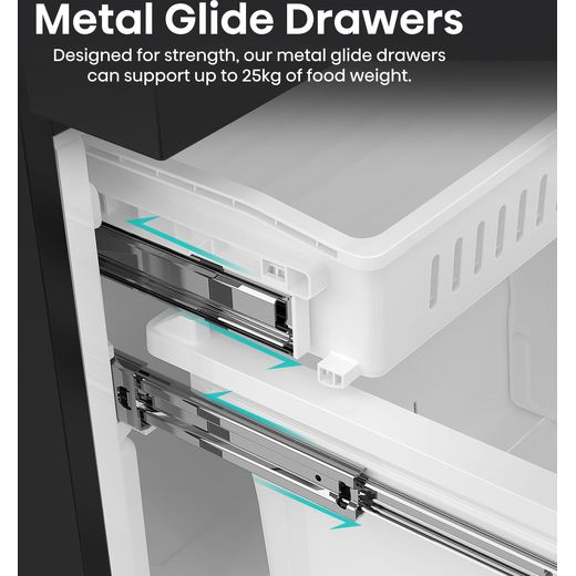 Hisense PureFlat American Fridge Freezer - Black / Stainless Steel - Annotation - Metal glide drawer shot