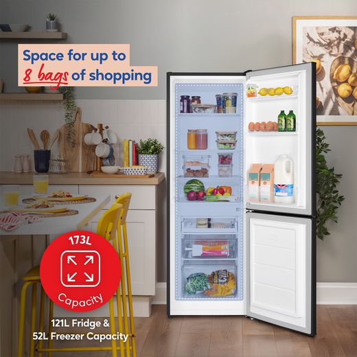 Russell Hobbs RH143FF492E1B 14cm 70/30 Fridge Freezer - Black - Annotation - 8 bags of shopping shotless steel_5