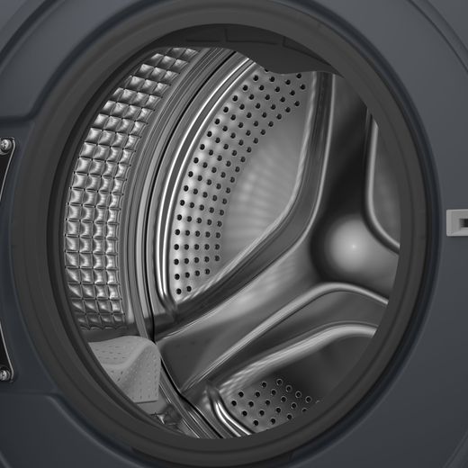 Hoover HBQD 413BL9U-80 WiFi Connected Washing Machine with 1400 rpm - Graphite - close up drum shot