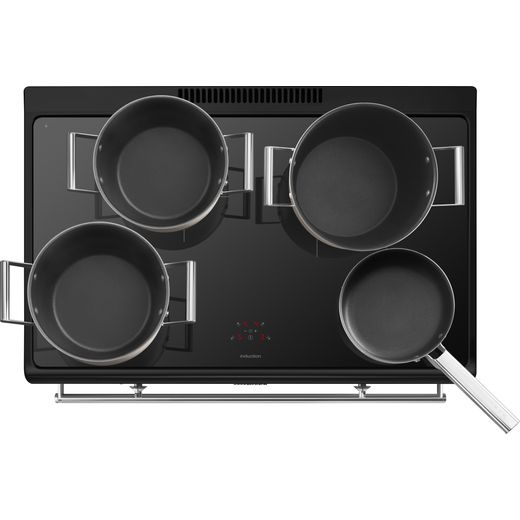 Smeg Concert Electric Range Cooker with Zone induction hob Hob - Black - Top view with pans on hob shot