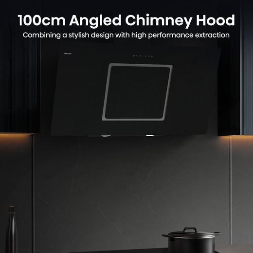 Hisense CH10IN14BBUK 100cm Angled Chimney Cooker Hood - Jet Black - Annotation - Design