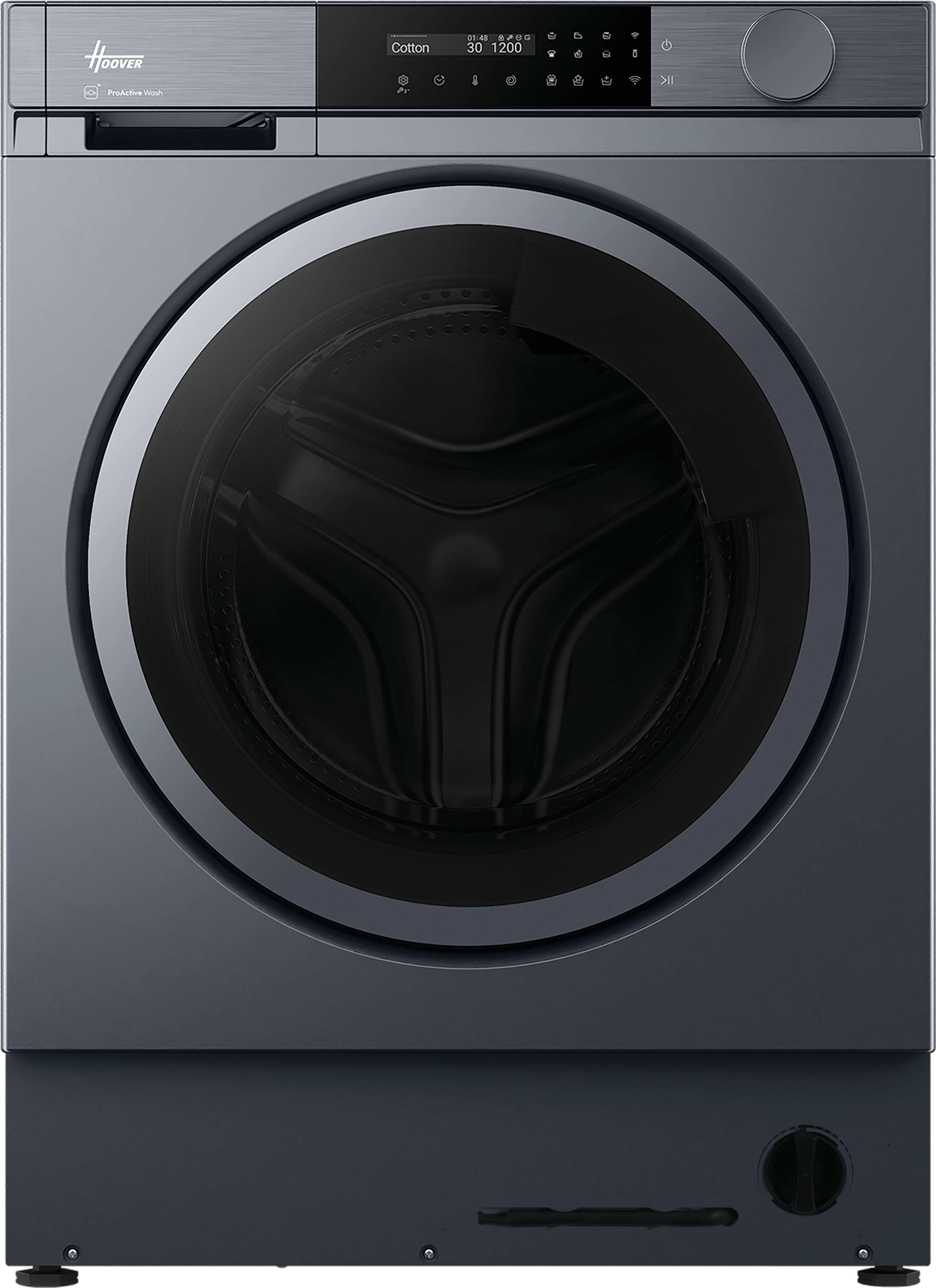 Image of Hoover H-Wash 600 HBSI410CRL8GU-80 Integrated 10kg WiFi Connected Washing Machine with 1400 rpm - Anthracite - A Rated, Grey