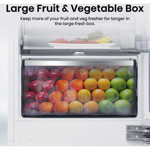 Hisense InvisibleFresh RB5B280SSWC Wifi Connected 193cm 60/40 Integrated Fridge Freezer with Fixed Door Fixing Kit - White - Annotation - Large fruit and veg box