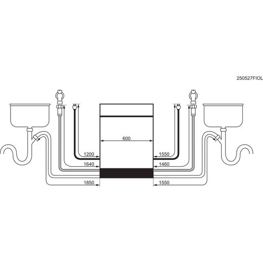 AEG 9000 Series Integrated Standard Dishwasher - White - annotation - dimension shot