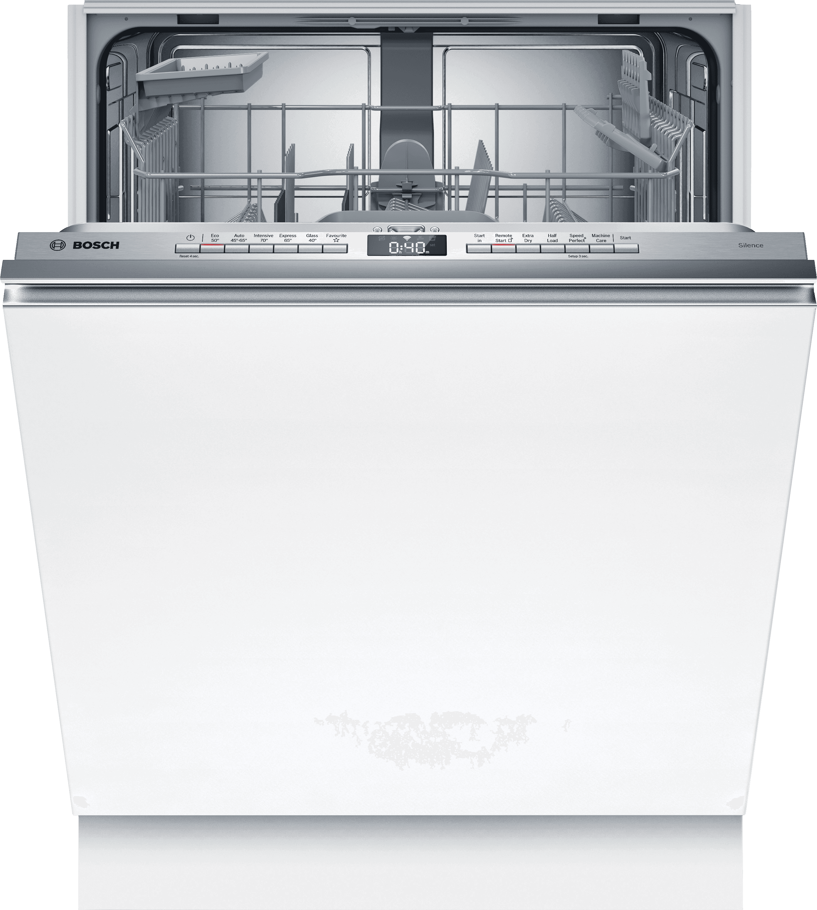 Image of Bosch Series 4 SMV4HTX00G Wifi Connected Fully Integrated Full Size Dishwasher - Stainless Steel Control Panel with Fixed Door Hinge Kit - D Rated, Stainless Steel