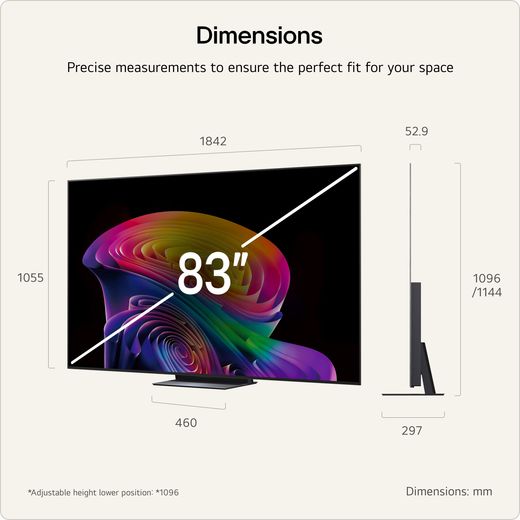 LG evo AI C6 83" 4K Ultra HD OLED Smart TV - Annotation - dimension shot