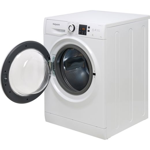Hotpoint NSWA 1146 WW UK 11kg Washing Machine with 1400 rpm - White - Left perspectives with door open shot
