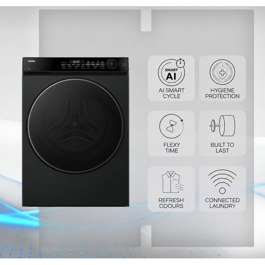 Haier X Series 7 HW90B14367BTU1UK 9kg WiFi Connected Washing Machine with 1400 rpm - Black Steel - annotation - feature