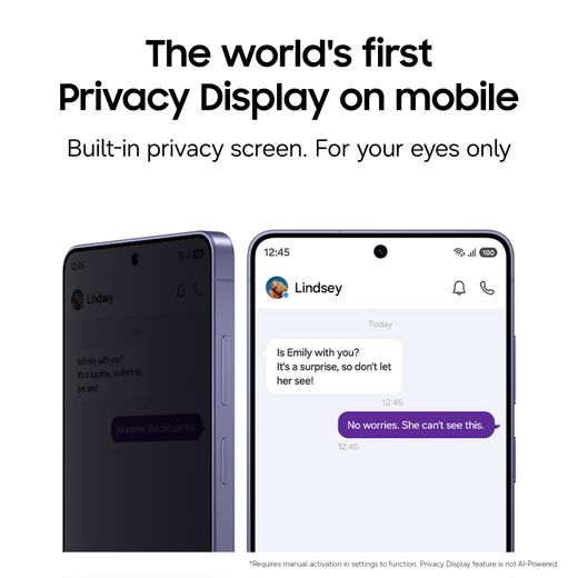 Samsung Galaxy S26 Ultra 1TB Smartphone in Cobalt Violet - Annotation - privacy mode