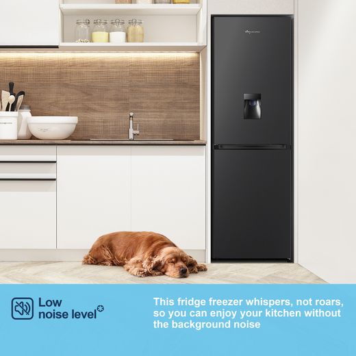 Fridgemaster MC55251DEB 182cm 50/50 No Frost Fridge Freezer - Black - Annotation - low noise shot