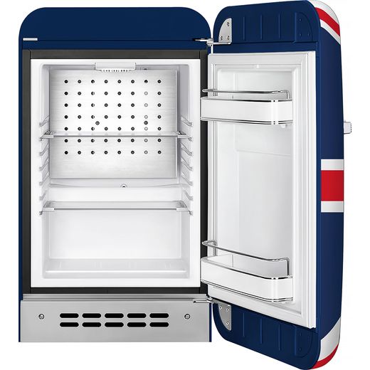 Smeg 50s Style Right Hand Hinged Minibar FAB5RDUJ6 72cm High Fridge - Union Jack - Door open