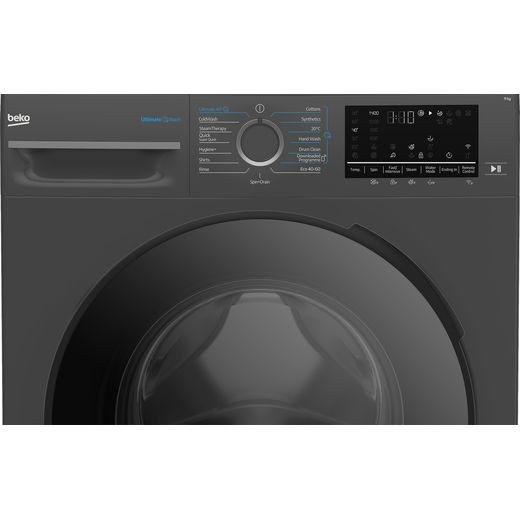Beko BM5WT61141TA 11kg WiFi Connected Washing Machine with 1400 rpm - Anthracite - close up of control panel
