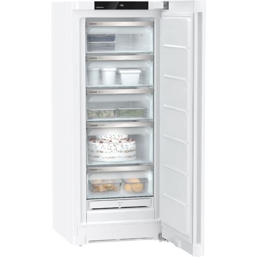 Liebherr Plus Frost Free Upright Freezer - White - Right perspective with door open shot