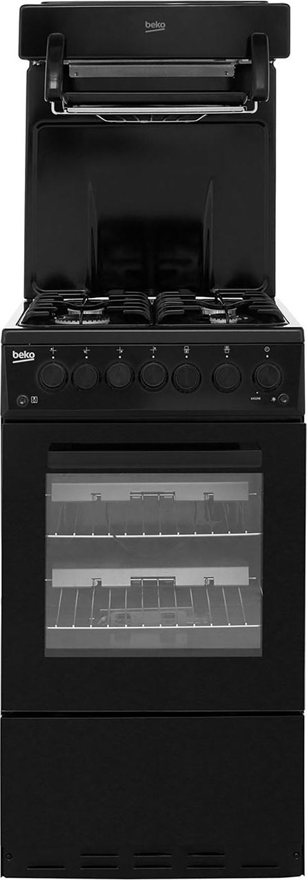 Image of Beko KA52NEK 50cm wide Single Oven Gas Cooker with Full Width Gas Grill - Black - A Rated, Black