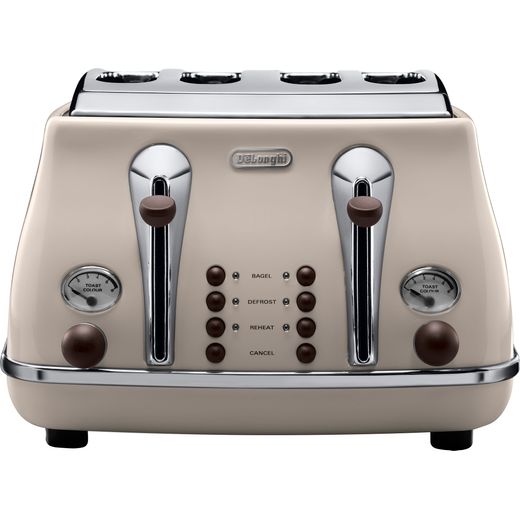 De'Longhi Icona Vintage CTOV4003.BG 4 Slice Toaster - Beige