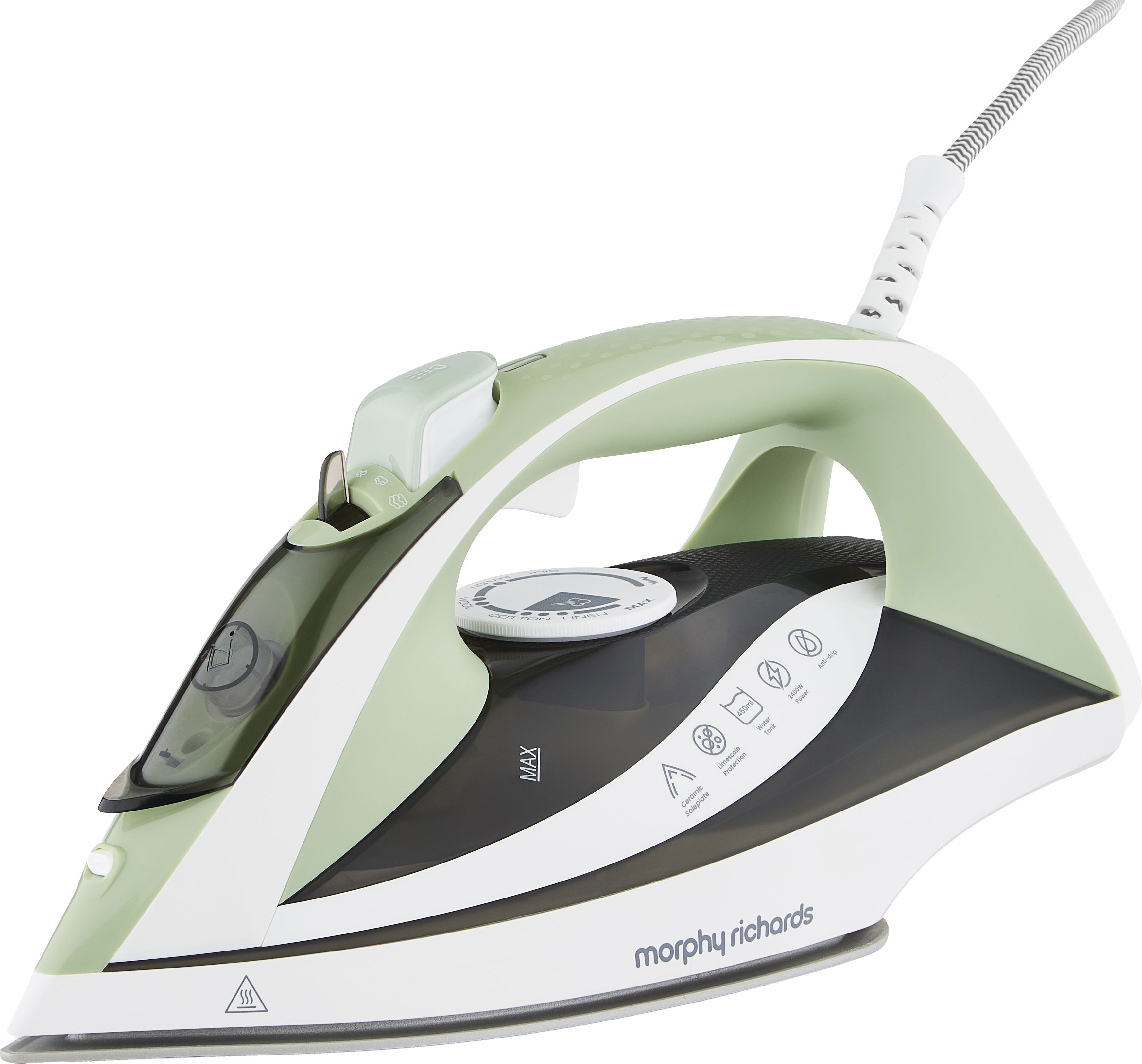 Morphy Richards Turbosteam Steam Iron - 2400W - Ceramic Soleplate - Green