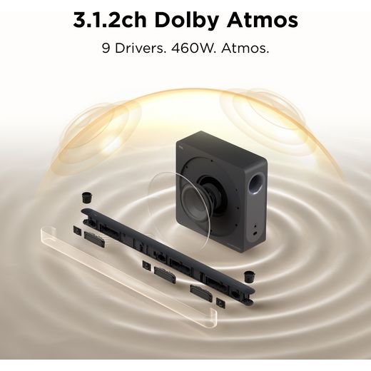 TCL A A65K-UK Bluetooth 3.1.2 Soundbar - Titanium - Annotation - Dolby Atmos