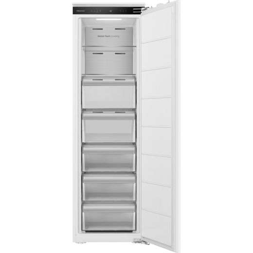 Hisense Integrated Frost Free Upright Freezer with Fixed Door Fixing Kit - Front with door open shot