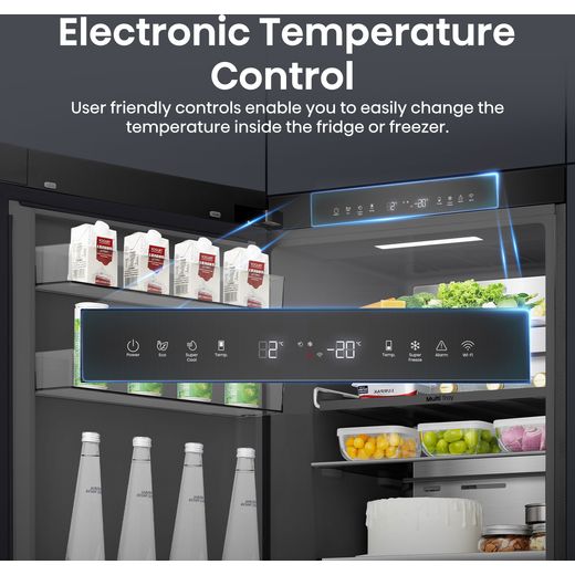 Hisense KitchenFit Eclipse Series 60/40 Total No Frost Fridge Freezer - Black / Stainless Steel - Annotation - Temp control shot