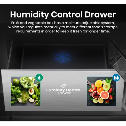 Hisense American Fridge Freezer - Silver Glass - Annotation - Humitdity control drawer