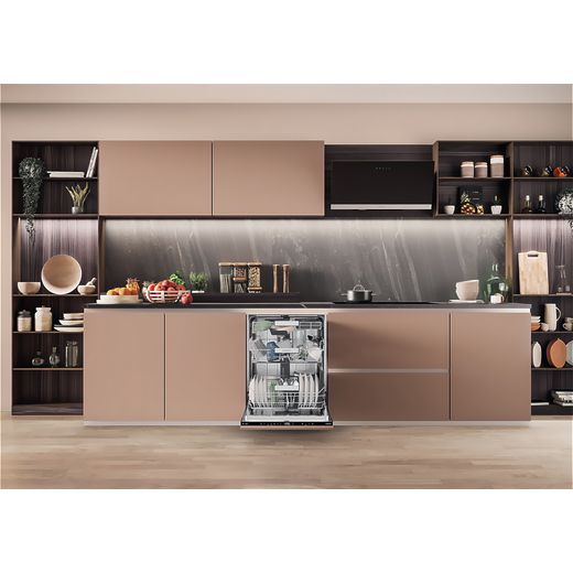 Hotpoint Standard Dishwasher - Stainless Steel - Dishwasher in kitchen with door open shot