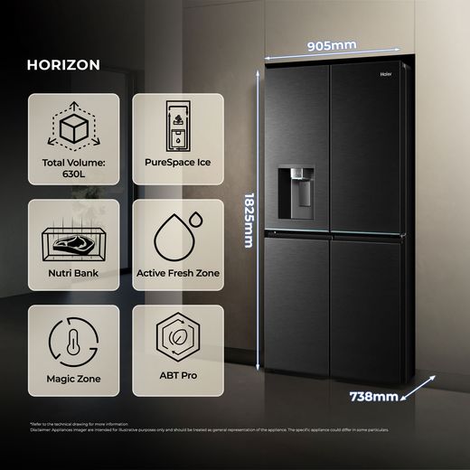 Haier Horizon American Fridge Freezer - Black - Annotation -  features shot
