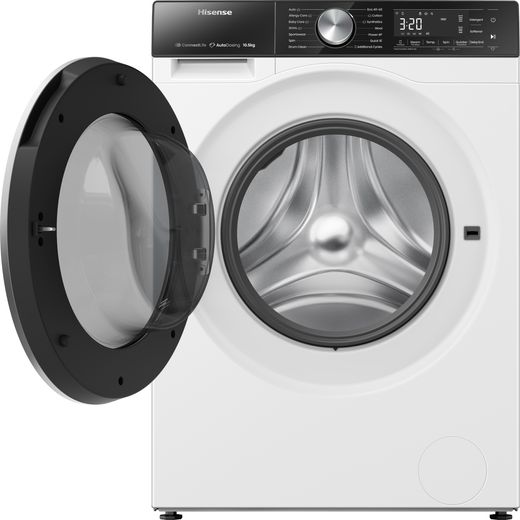 Hisense WF5S1045BW 10kg Washing Machine with 1400 RPM rpm - White - Front with door open shot