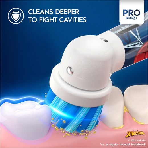 Oral B Vitality PRO Kids Giftset Spider-Man Electric Toothbrush - Blue - Annotation - Cleans deeper shot